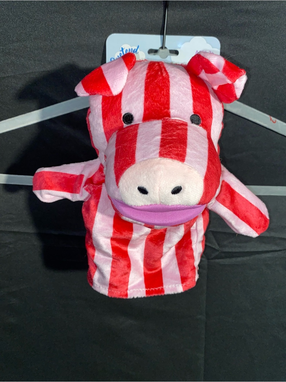 Striped Pig Hand Puppet Plush Toy - Red & Pink